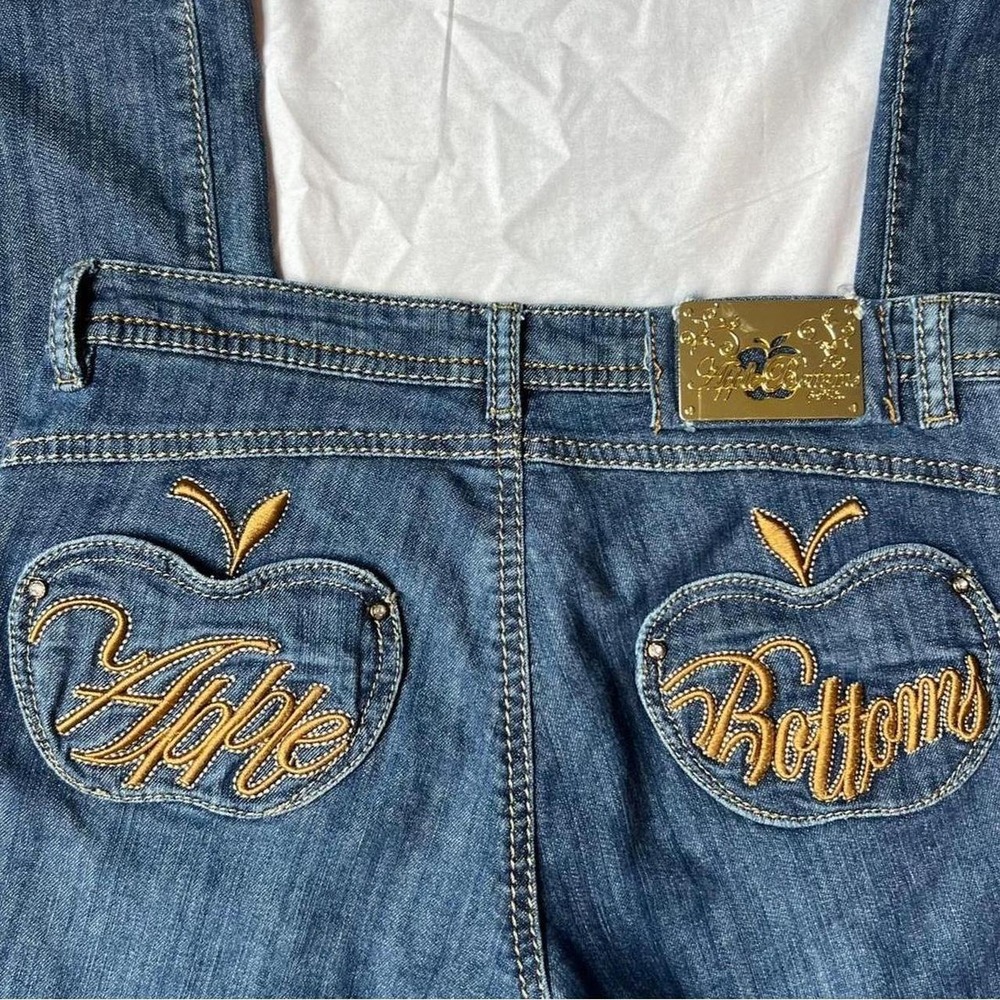 Apple Bottom Low Rise Gold Embroidered Pocket Jeans - Picture 2 of 8